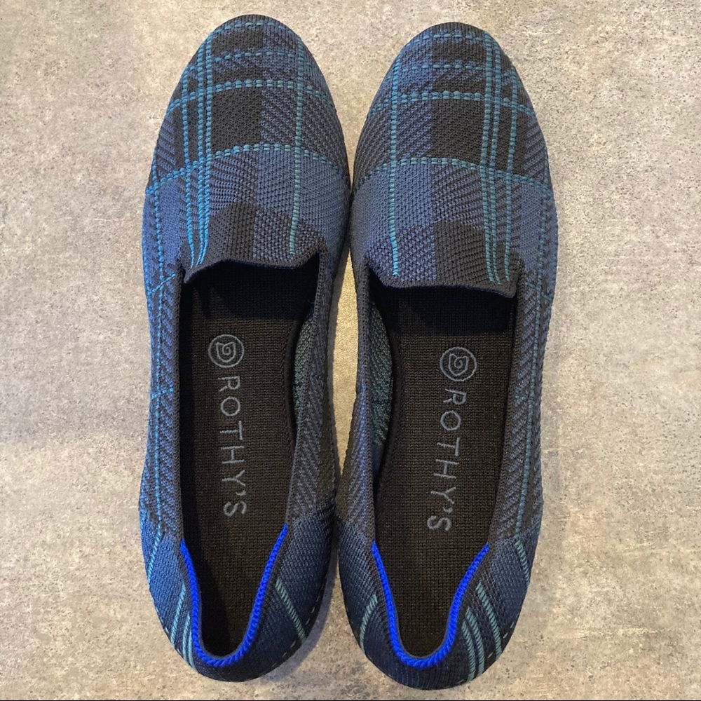 Rothy’s Tartan Loafer Blue Green Plaid Size 10.5